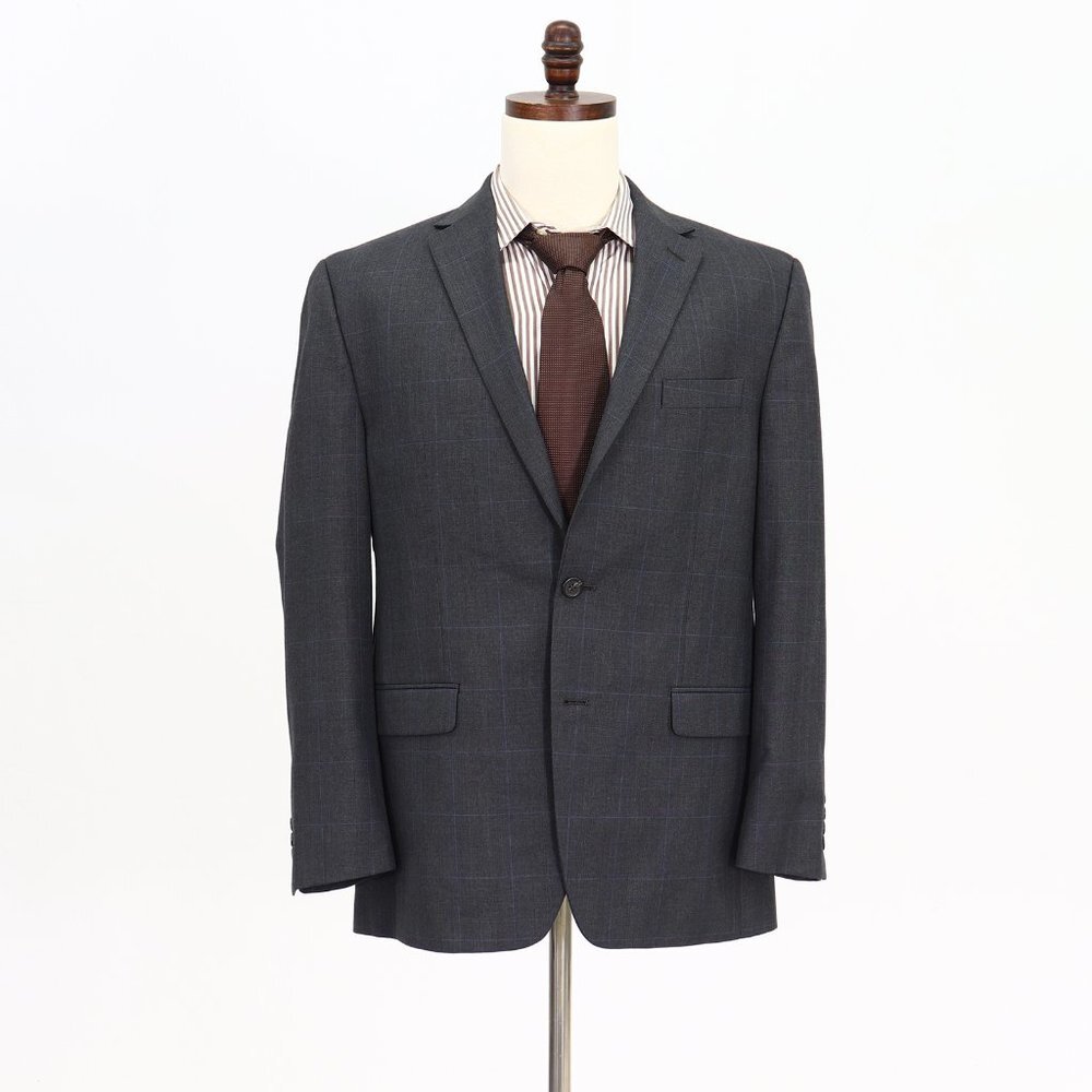Chaps 42R Gray Sport Coat Blazer Jacket Solid 2B Polyester B604